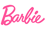 Logótipo rosa da Barbie em fundo branco