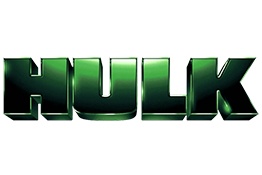 Texto 3D verde metálico com a palavra HULK