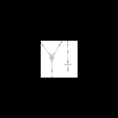 Colar prateado com pendente redondo e cruz