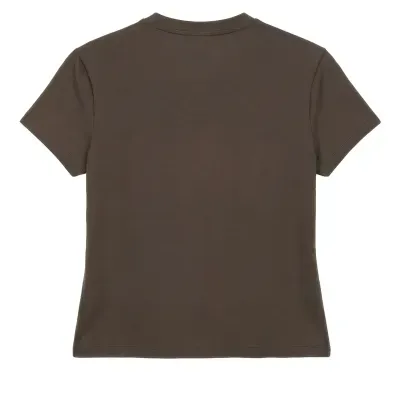 T-shirt de manga curta castanha vista de costas