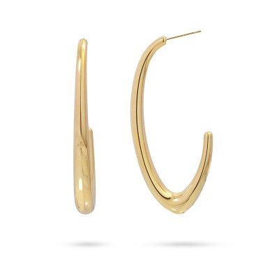 Brincos de argola finos dourados em metal com fecho de gancho