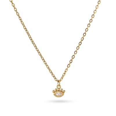 Colar dourado com pendente em forma de olho cravejado