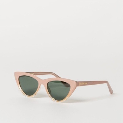 Óculos de sol femininos rosa com lentes escuras e design cat eye