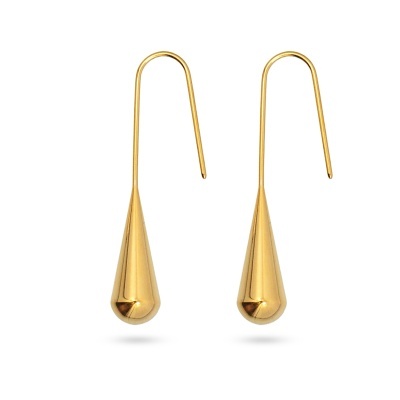 Brincos dourados em forma de gota com gancho longo
