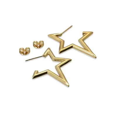 brincos estrela dourados com fecho de pressão