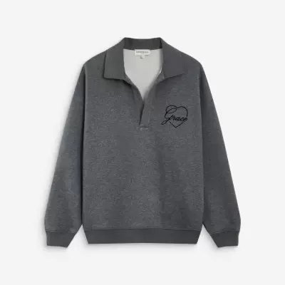 Sweatshirt cinzenta escura Grace & Mila com bordado