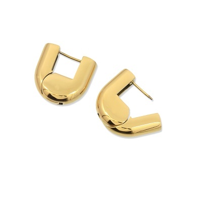 Brincos dourados em forma de U com fecho de pressão