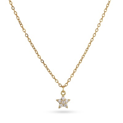 Colar dourado com pendente de estrela com cristais