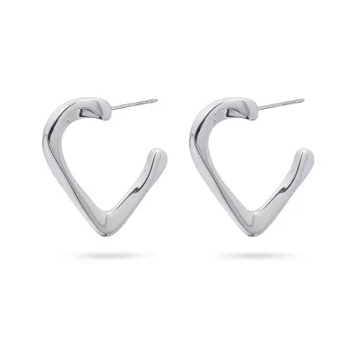 Brincos pequenos prateados em forma de V com fecho de encaixe
