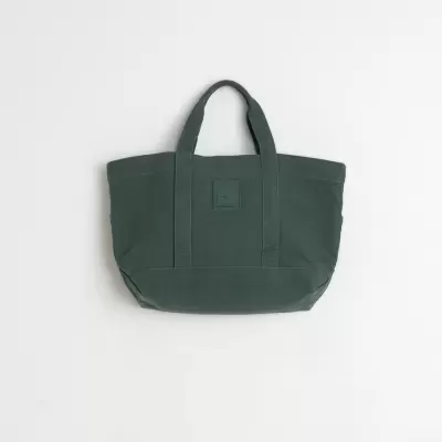 Mala tote verde escuro com pegas e logótipo em relevo