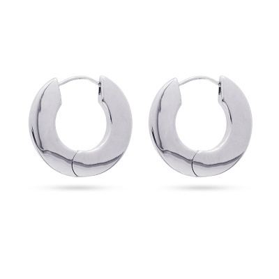 Par de brincos argola prateados lisos