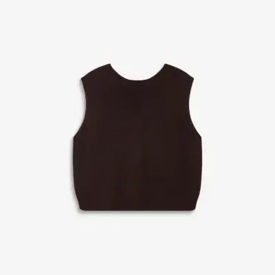 Camisola sem mangas de malha castanha escura