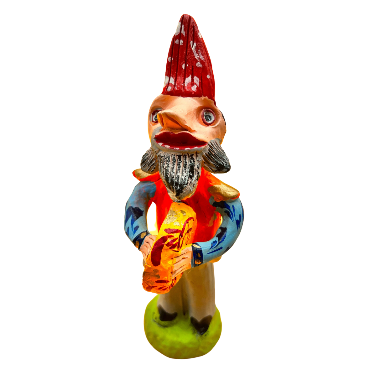 Figura decorativa de gnomo colorido em cerâmica