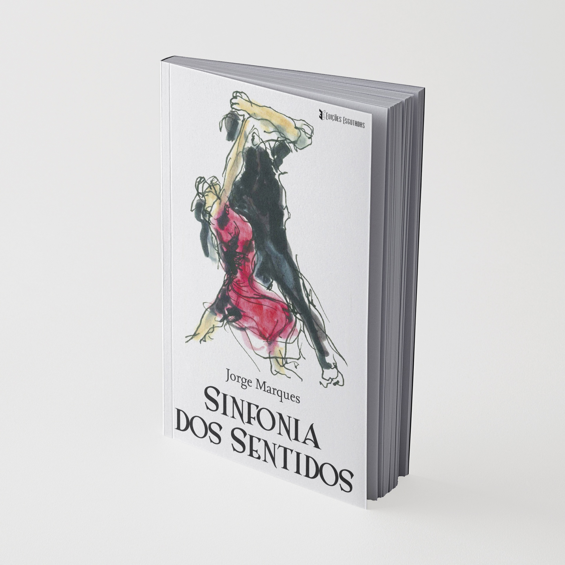 Capa de livro branco com ilustração de bailarinos e texto em preto
