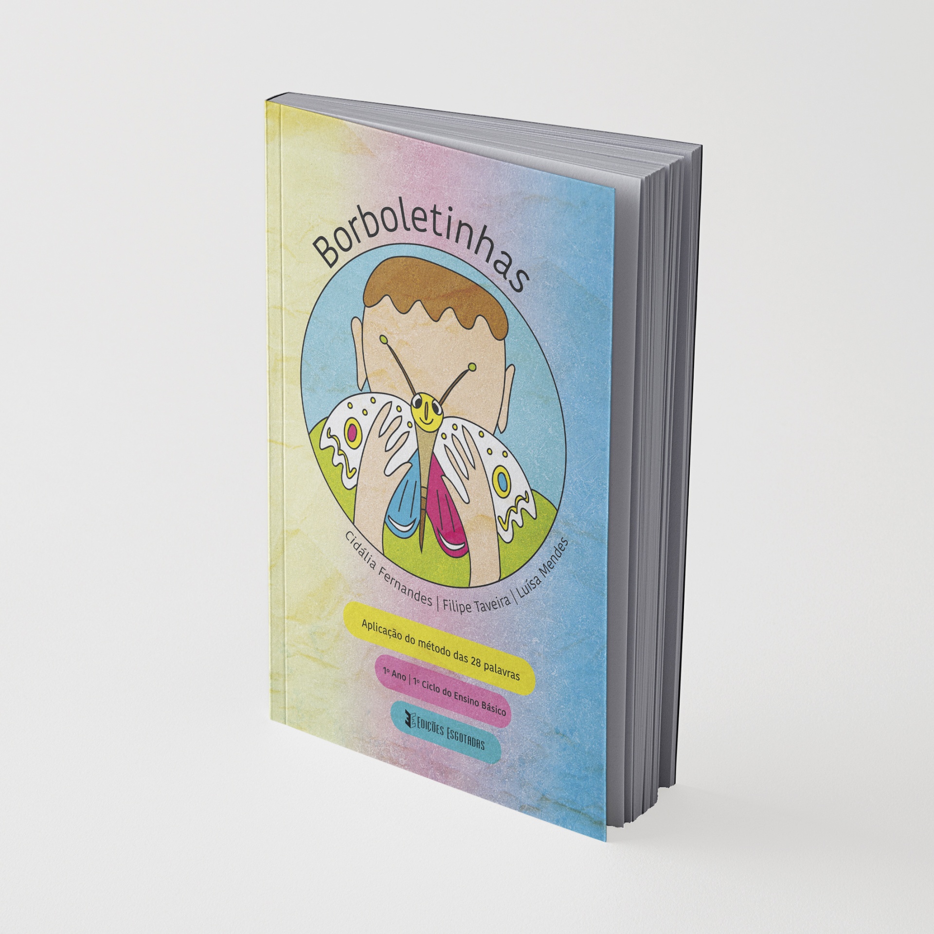 Livro Borboletinhas com capa colorida mostrando criança segurando borboleta e texto educativo.