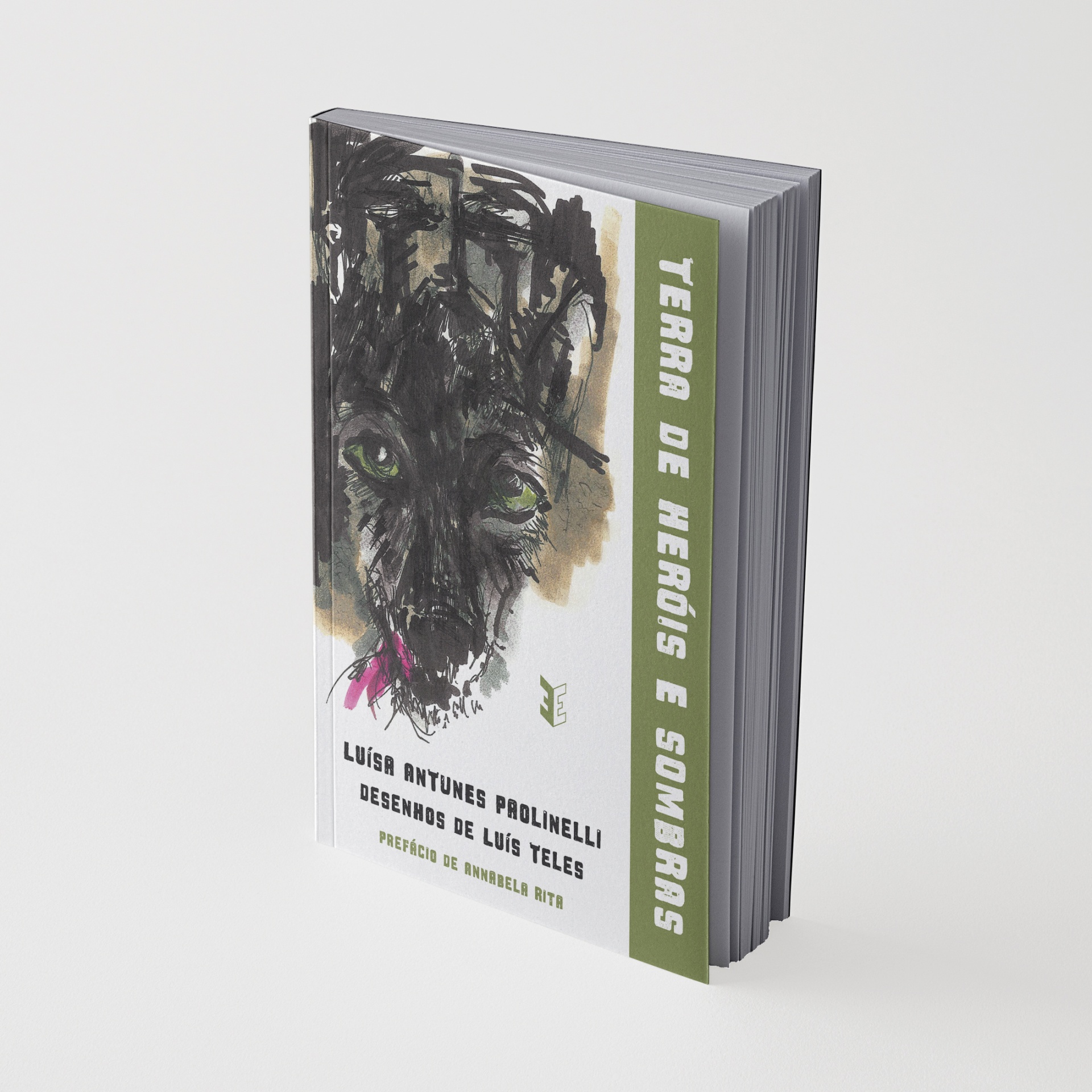 Livro com capa ilustrada e faixa verde com texto na lateral