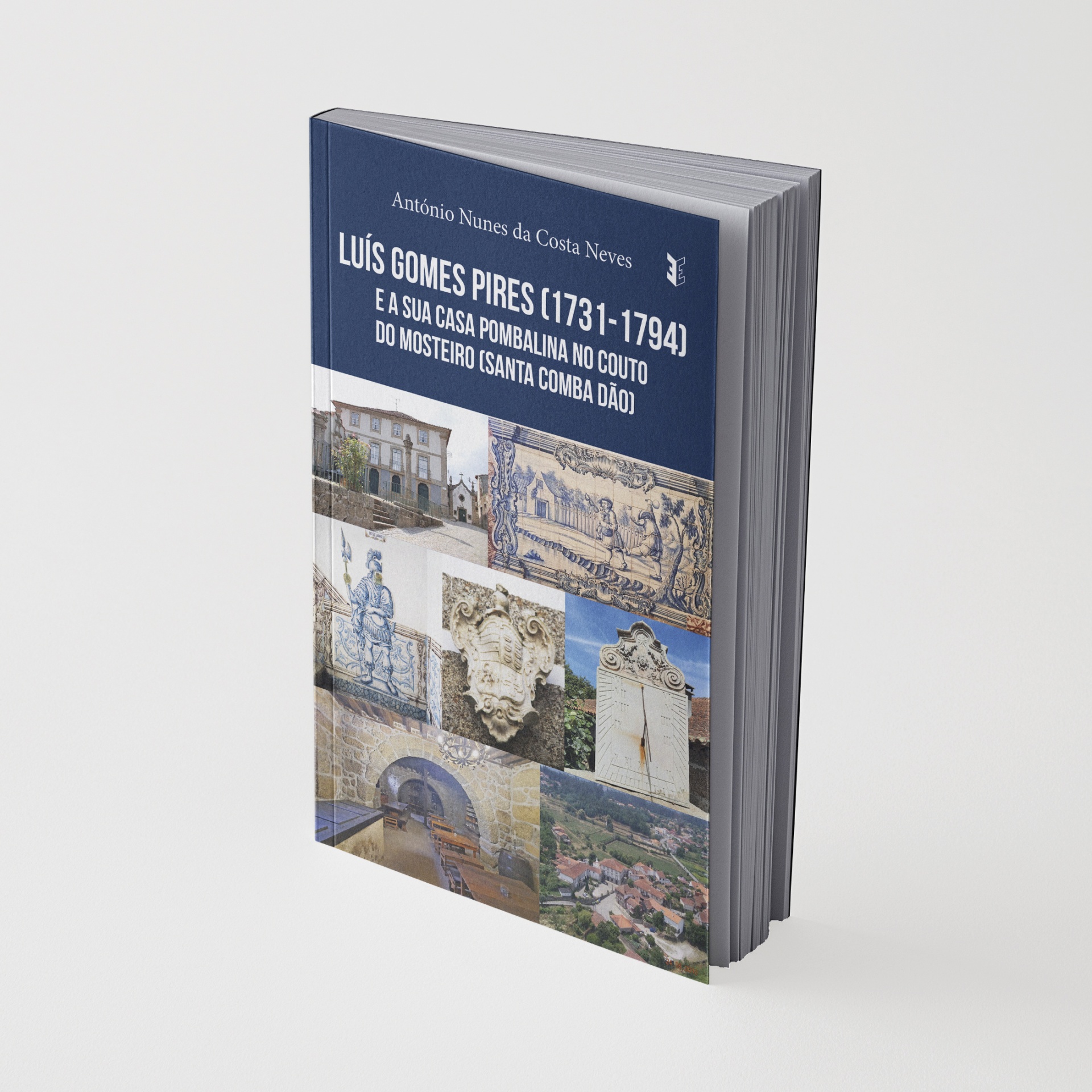Capa de livro azul e branco com várias imagens históricas e texto em português.