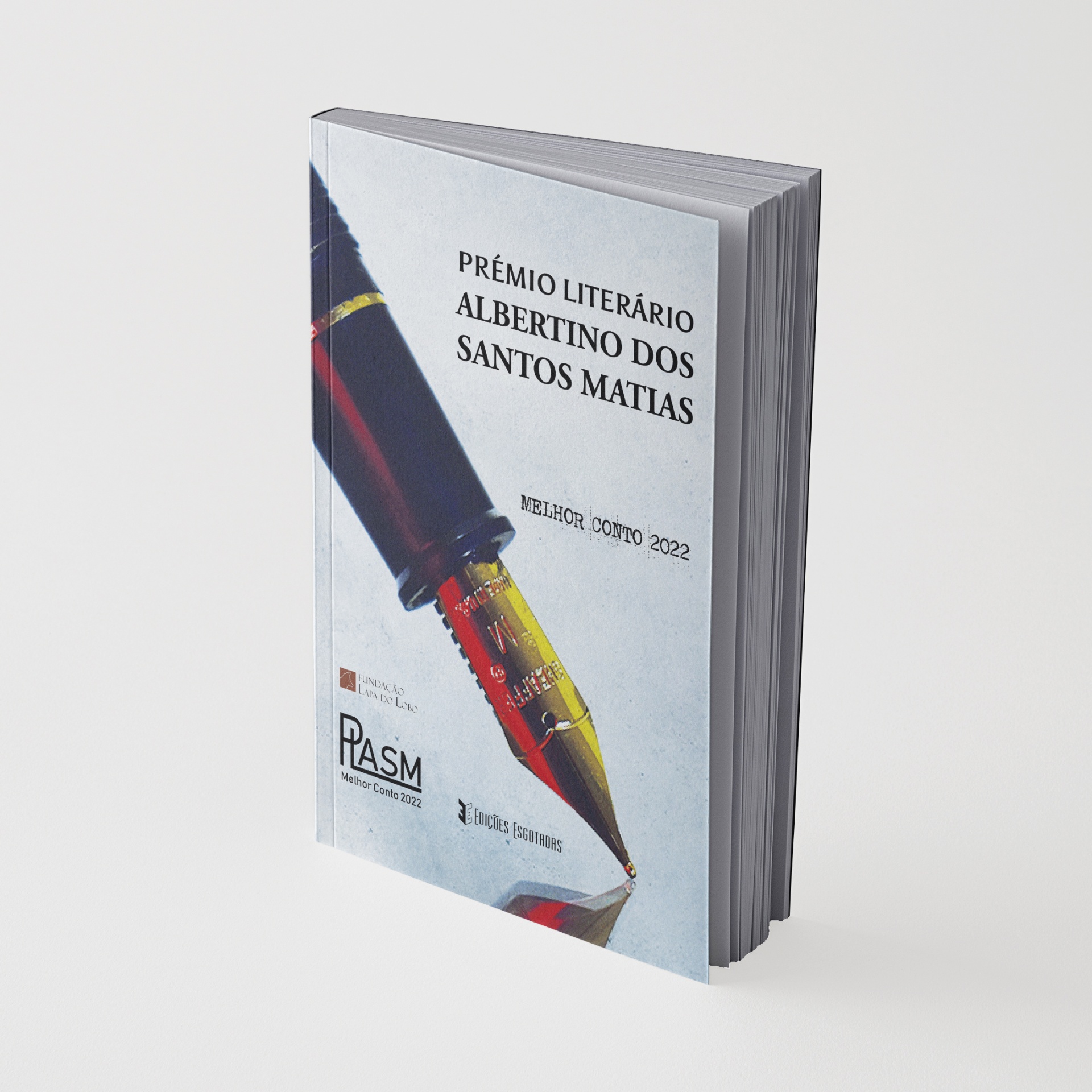 Capa de livro literatura com imagem de caneta e texto do prémio literário