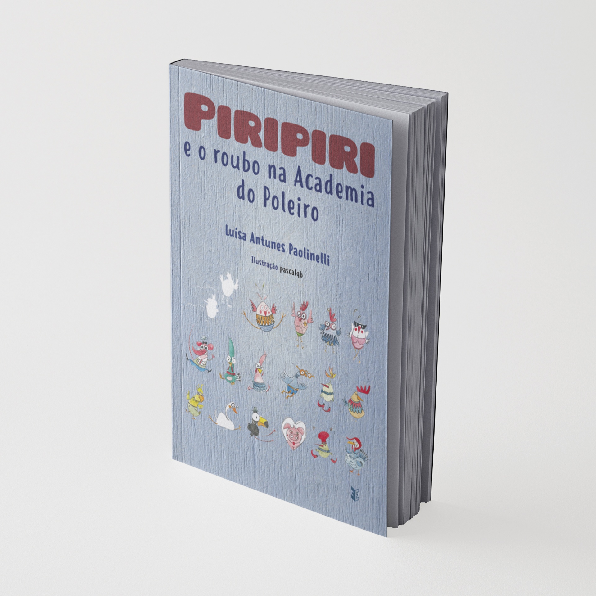 Livro com capa azul clara e ilustração de pássaros coloridos
