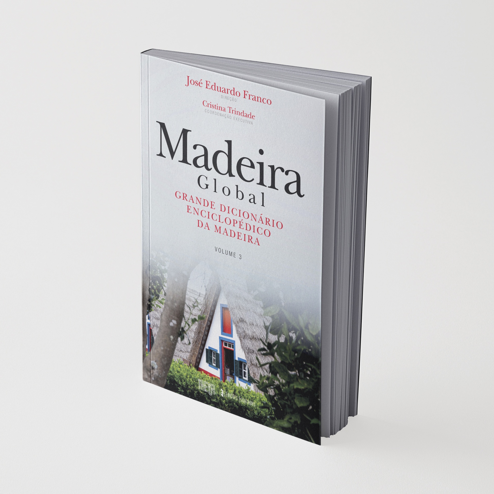 Livro Madeira Global com capa branca e imagem de casa tradicional