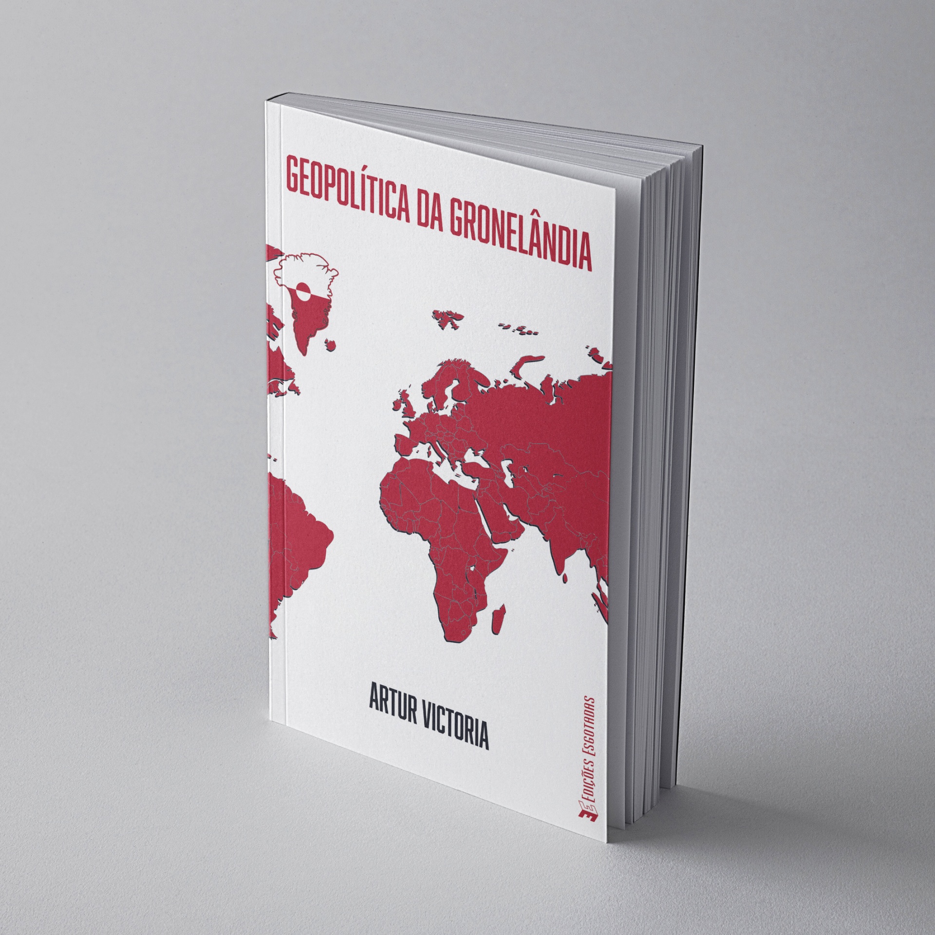 Capa de livro Geopolítica da Gronelândia com mapa em vermelho