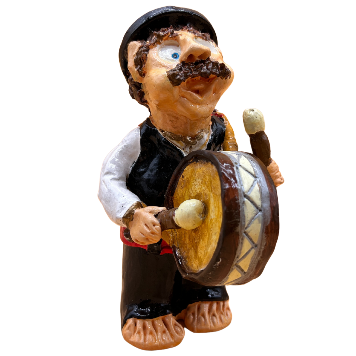 Figura decorativa de cerâmica de homem com adufe
