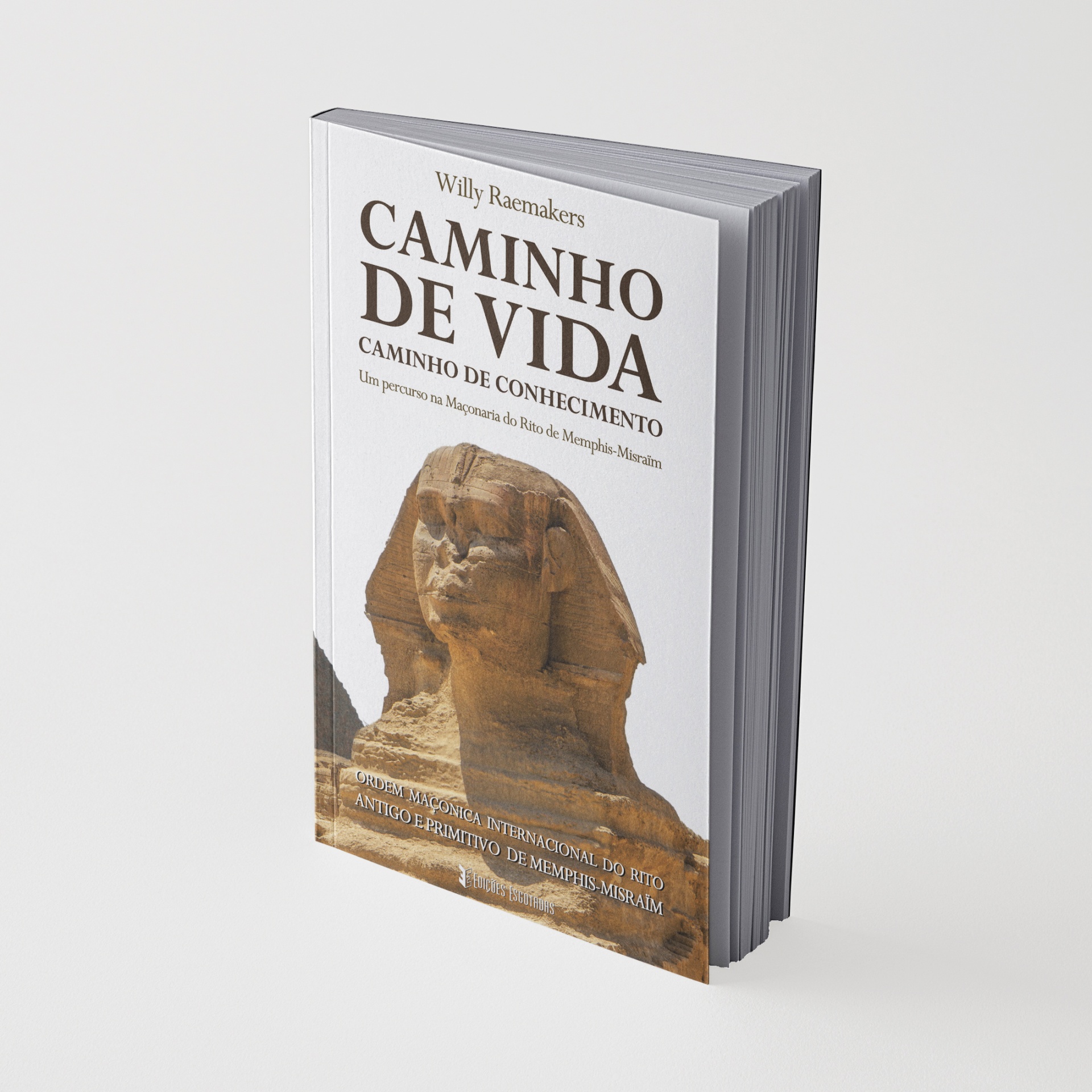 Capa de livro branco com título Caminho de Vida e imagem da Esfinge