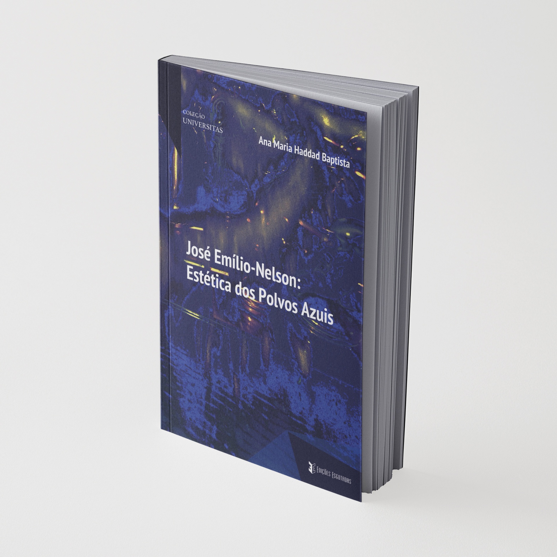 Livro com capa azul e texto em branco