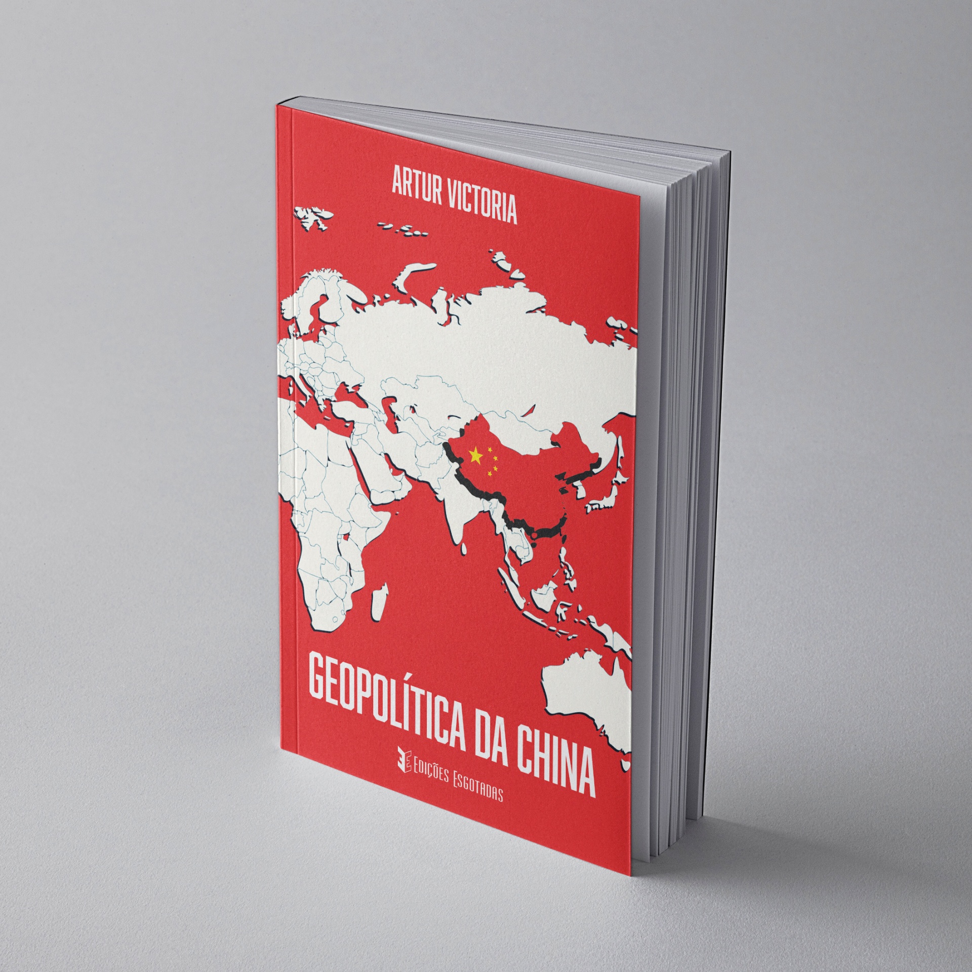 Livro de capa vermelha com mapa e texto em português
