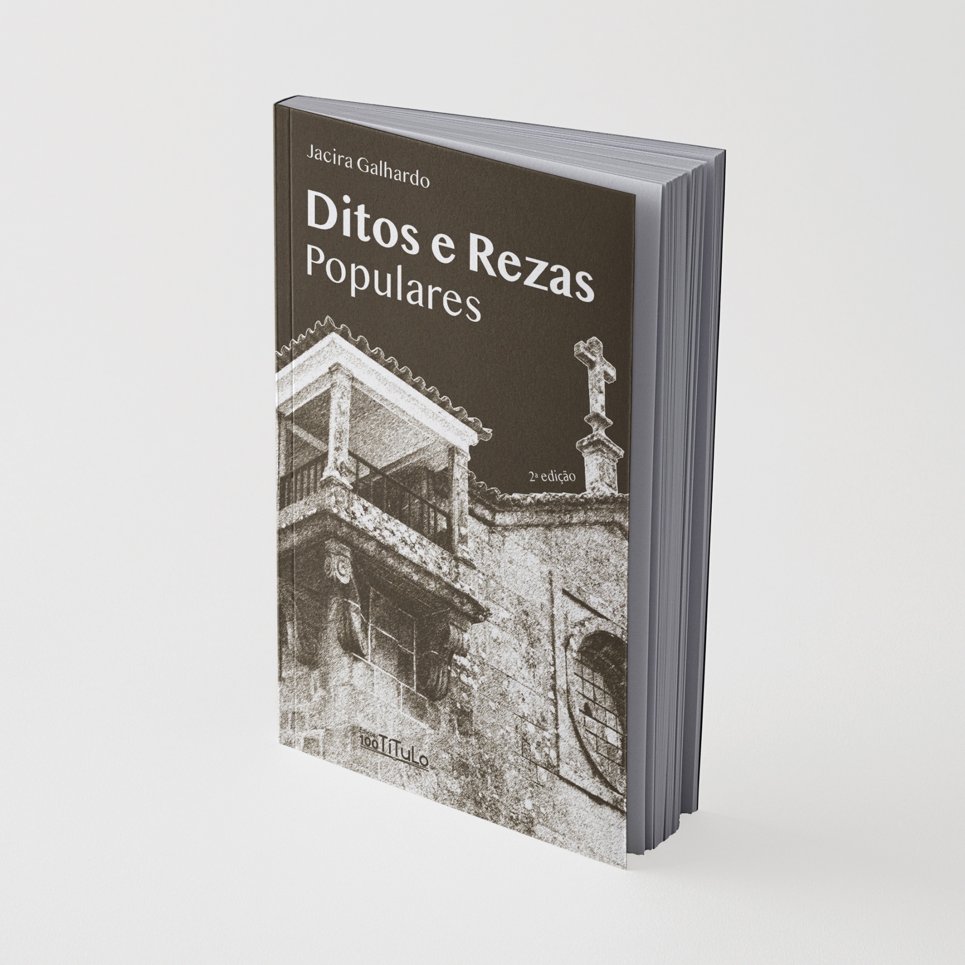 Capa de livro Ditos e Rezas Populares com imagem de edifício histórico