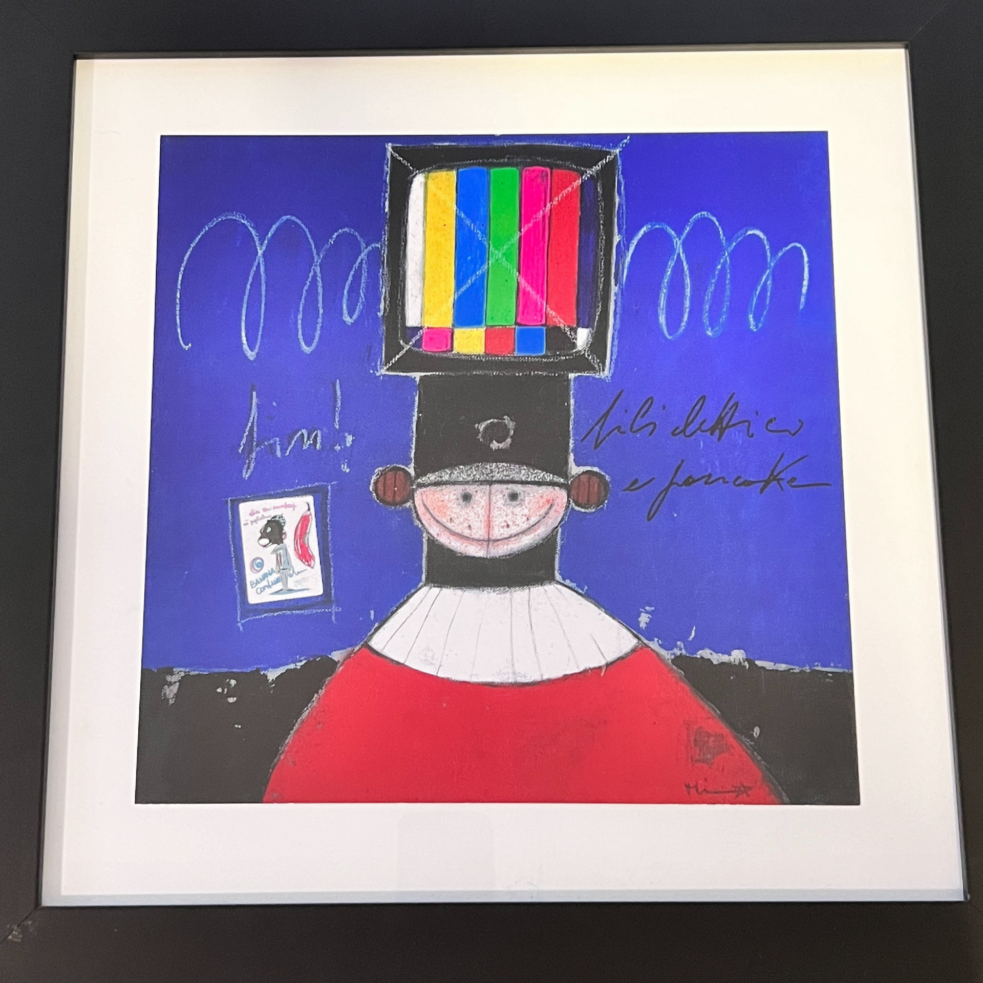 Quadro colorido com figura e TV de barras de teste