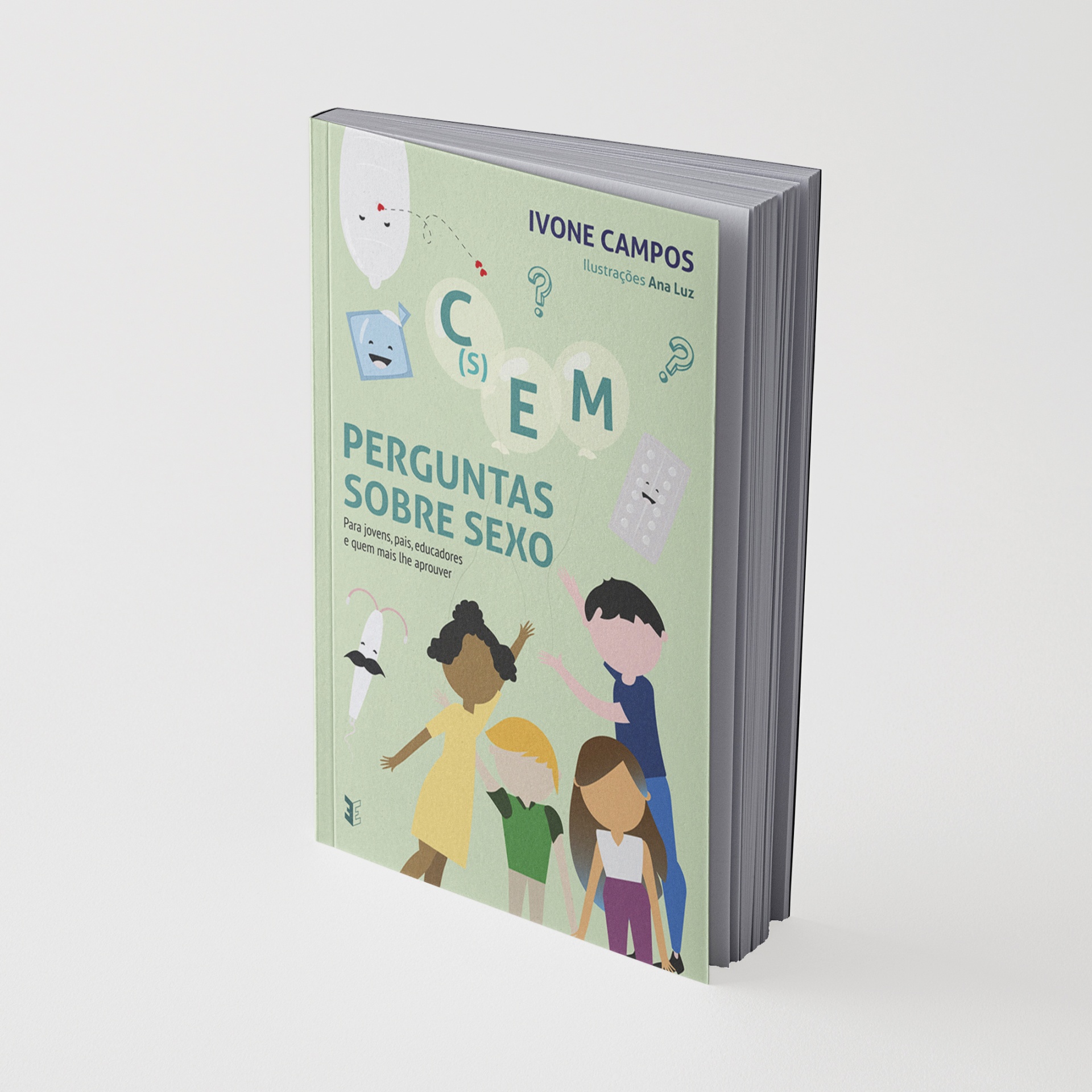 Capa de livro verde claro com ilustrações e texto sobre perguntas sobre sexo