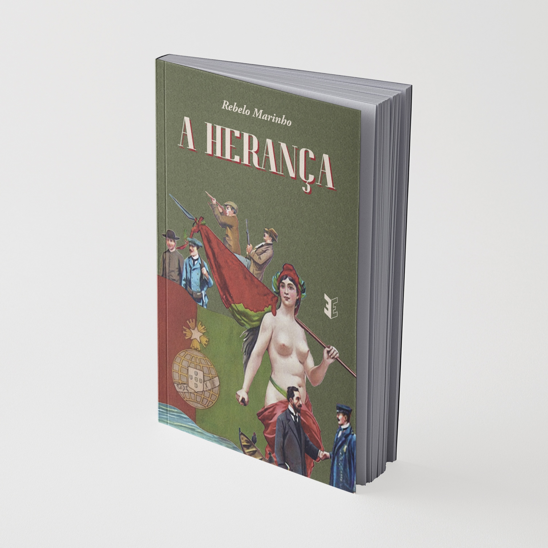 Livro capa dura verde A HERANÇA de Rebelo Marinho com ilustração colorida