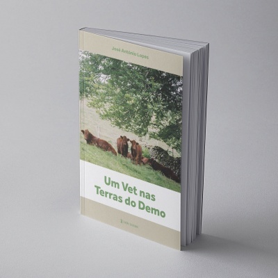 Capa de livro com vacas pastando e título em verde