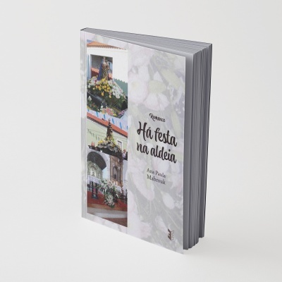 Capa de livro com padrão floral e imagens religiosas