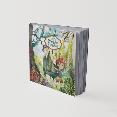 Capa de livro ilustrado com crianças e plantas e texto em português
