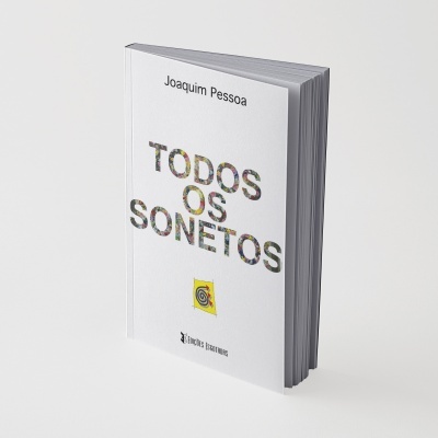 Livro TODOS OS SONETOS de Joaquim Pessoa com capa branca e texto colorido.
