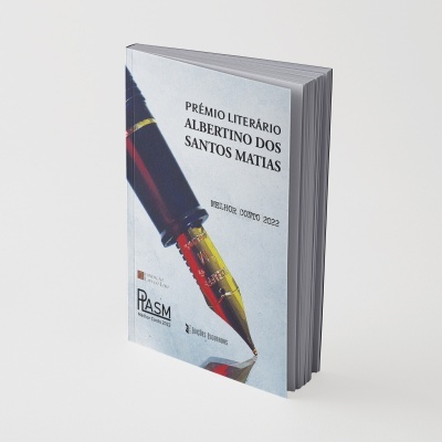 Capa de livro literatura com imagem de caneta e texto do prémio literário