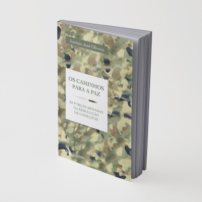 Livro com capa camuflada e texto em português