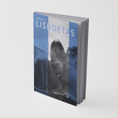 Capa de livro com título PROJECTO LISBOETAS em azul e cinzento com fotografia em preto e branco.