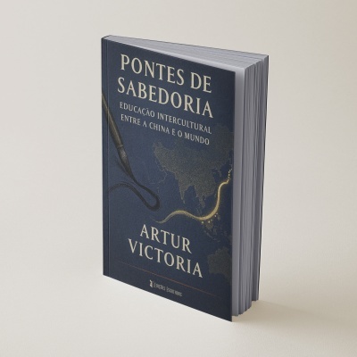 Livro azul escuro intitulado Pontes de Sabedoria de Artur Victoria