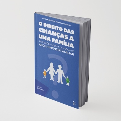 Capa de livro azul com título em branco e ilustração de família em silhueta branca