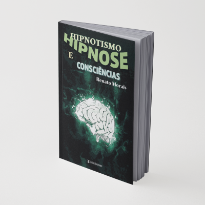 Capa de livro HIPNOTISMO HIPNOSE E CONSCIÊNCIAS de Renato Morais com ilustração de cérebro