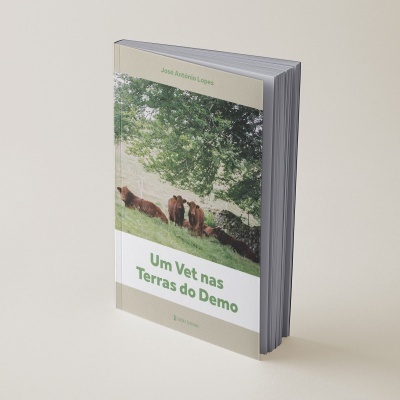 Capa de livro com foto de vacas castanhas na relva e texto do autor e título