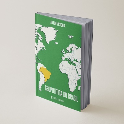 Livro verde com mapa do mundo e texto