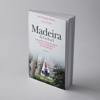 Capa de livro Madeira Global com imagem de casa tradicional da Madeira