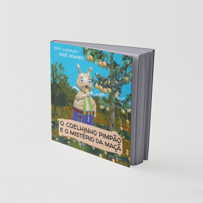 Livro infantil com capa ilustrada mostrando um coelhinho com uma maçã e texto em português.