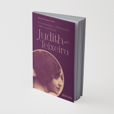 Livro com capa roxa e imagem em sépia de mulher jovem de perfil