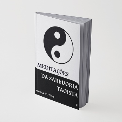 Livro com capa branco e preto com símbolo yin-yang e texto em português.