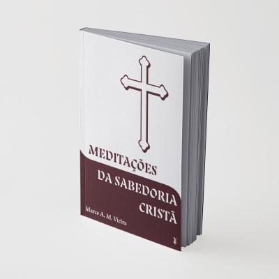 Livro com capa branca e bordeaux com cruz e texto em português.